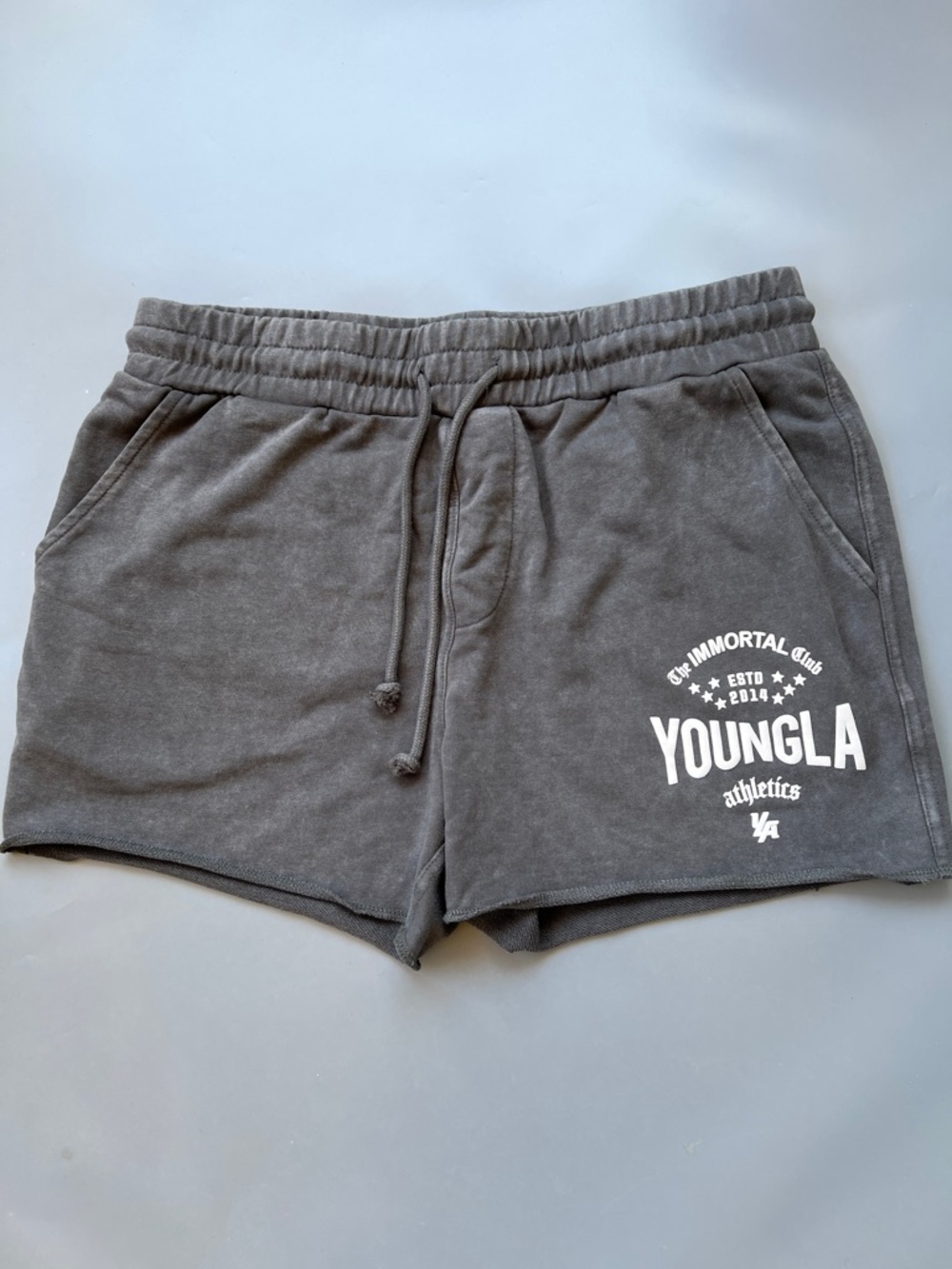 YoungLA Women's Charcoal Athletic Shorts with White Logo